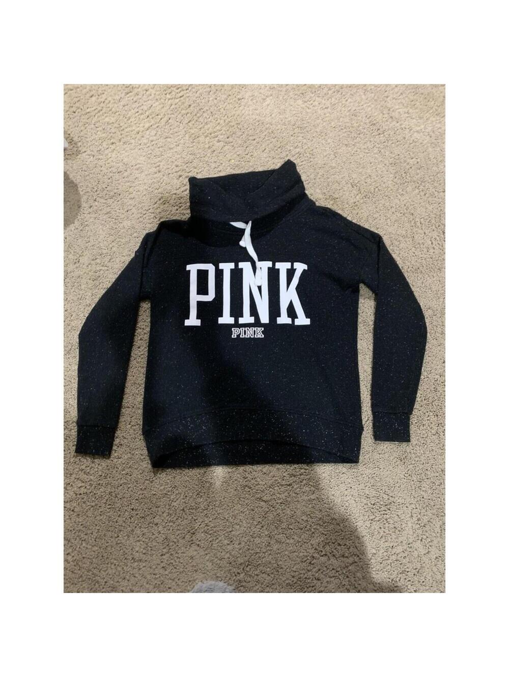 Pink by Victoria's Secret black sweatshirt with white dots XS XSMALL